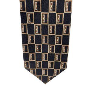 Von Furstenberg Men's Black, Tan & Burnt Orange 100% Silk Dress Tie W/ Pattern